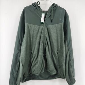 01.Algo‎ Men's Dark Green Large Performance Flex Lightweight Hooded Jacket NWT
